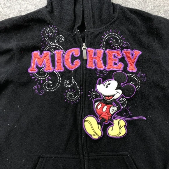 Disney Mickey Mouse Hoodie Womens 2XL Black Zip Up Fleece Sweatshirt Plus Size - Picture 4 of 13